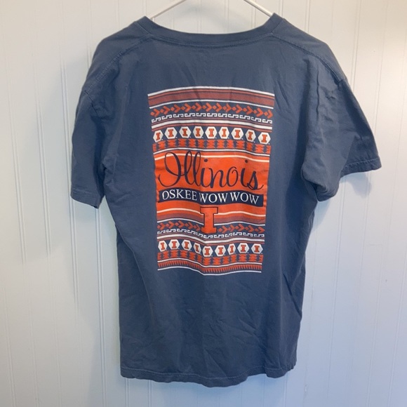 University of Illinois v neck Oskee wow wow tribal 100% cotton t shirt M - Picture 4 of 8